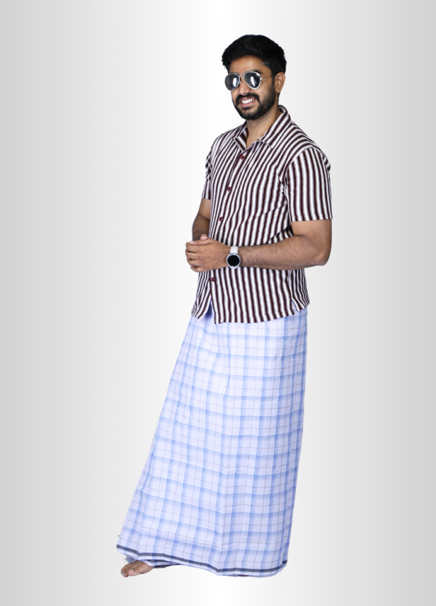 Checked Lungi | Half White | Men's Fashion Lungi